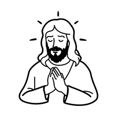 Doodle style icon depicting jesus praying