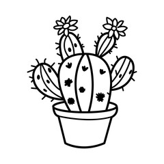 A hand drawn icon of cute cactus plant