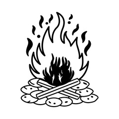 A hand drawn icon depicting holy fire