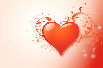 abstract red heart, A red heart with a gold background and orange and orange colors
