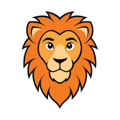 A simple lion face mascot logo featuring clean lines, bold features, and a fierce expression. Perfect for sports teams or brands seeking strength and power symbolism.