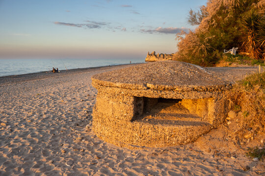 Bunker from world war 2 on the beach, Sicily, Italy