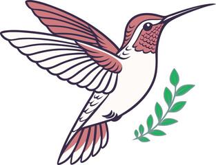 hummingbird and flower vector 