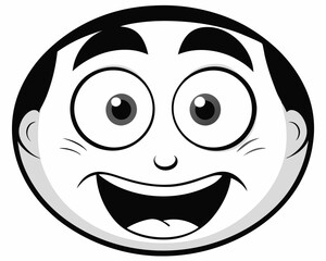 Cartoon Facial Expressions in Black and White Line Art for Emotive Character Design