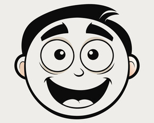 Cartoon Facial Expressions in Black and White Line Art for Emotive Character Design