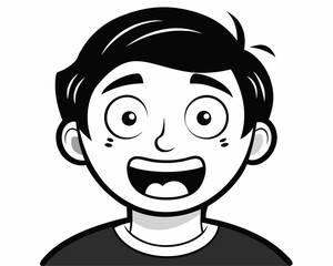 Cartoon Facial Expressions in Black and White Line Art for Emotive Character Design