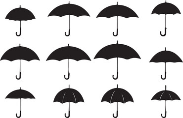 A black and white umbrella logo type silhouette design