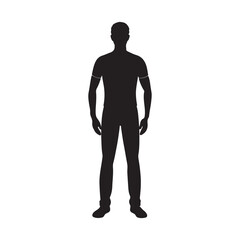 man full body silhouette, black and white silhouette, vector and illustration
