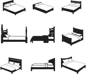 A bed coloring page line art design in white background