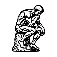 Auguste rodin statue in sketchy style