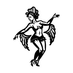A hand drawn icon of cabaret dancer