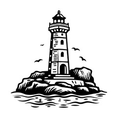 A sketchy style icon of lighthouse tower