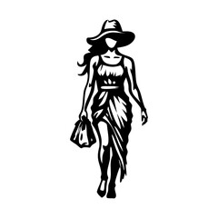 A hand drawn icon of a fashion model
