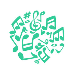 Music notes design element hand drawn style	