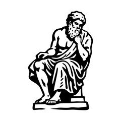 A sketchy style icon of french philosopher statue