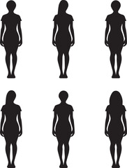 Woman group standing isolated silhouette 