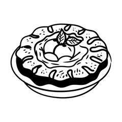 Tarte tatin dessert icon in doodle style