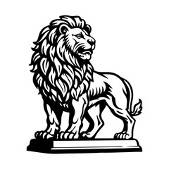 A sketch style icon of a lion statue