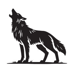 Artistic howling wolf silhouette for versatile design ideas - Howling wolf black vector
