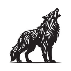 Bold howling wolf silhouette for unique artistic creations - Howling wolf illustration - minimallest howling wolf vector
