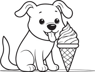 A dog coloring page line art design in white background