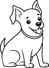 A dog coloring page line art design in white background