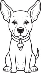 A dog coloring page line art design in white background