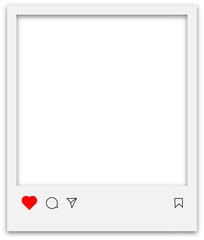 Instagram Square Post Frame with Transparent Background - Instagram Post Mockup - Polaroid Photo Frame with drop shadow effect