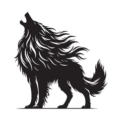 Captivating howling wolf silhouette for versatile artistic purposes - Howling wolf black vector

