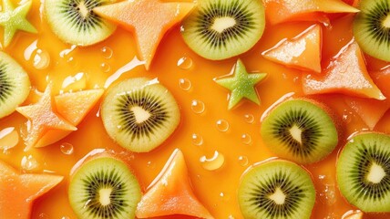Sliced kiwi and papaya in vibrant, juicy arrangement