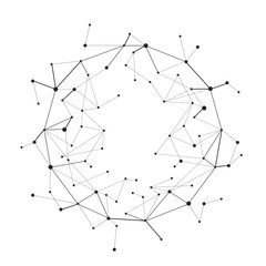 Connected web black dots, global data concept, black and white background geometric vector illustration for business and technology, network business connection with global data, cloud technology, AI
