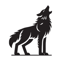 Majestic howling wolf silhouette for unique design uses - Howling wolf illustration - minimallest howling wolf vector
