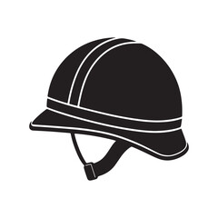 military helmet silhouette, black and white silhouette, vector and illustration