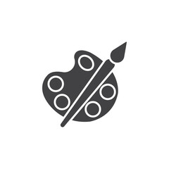 Brush and Palette icon Symbol mark in filled style