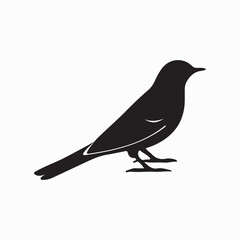 Bird Silhouette with Detailed Wing Tips