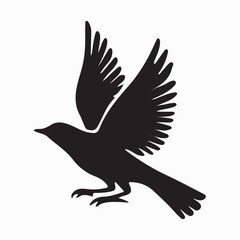 Bird Silhouette with Detailed Wing Structure