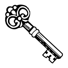 A sketchy icon of a skeleton key