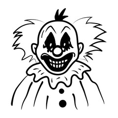 A doodle style icon of a scary clown