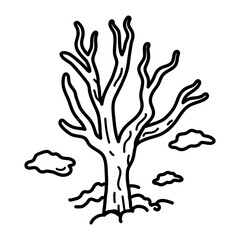 Obraz premium Ghostly tree icon in hand drawn style