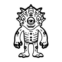 Scary monster icon in hand drawn style