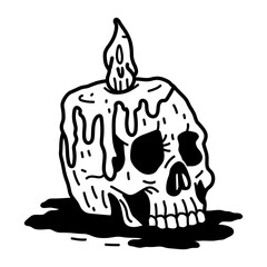 A hand drawn icon of a spooky candle