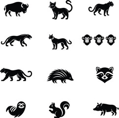 Animal and Insects concept logo vector Icon set on white.