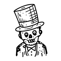 A sketchy icon of a creepy zombie character