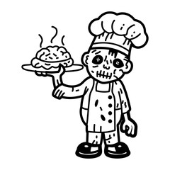 A hand drawn icon of a zombie chef