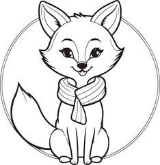 A fox coloring page line art design in white background