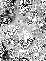 Abstract swirling black white lines create hypnotic visual texture. AI Generated