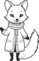 A fox coloring page line art design in white background