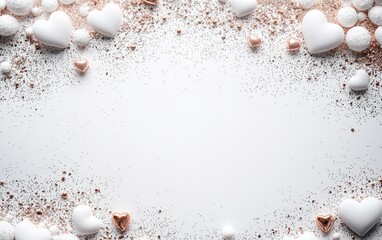 A charming heart-shaped decoration in soft pink and white, radiating love and warmth against a serene white backdrop, perfect for Valentine's Day celebrations.