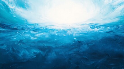 Stunning Underwater Scene Bright Light Illuminates Deep Blue Water. AI Generated