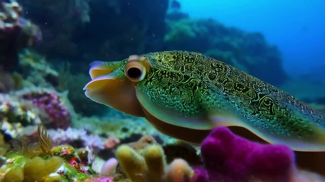 Animals that mimic their surroundings, such as cuttlefish, showcasing the art of disguise in nature.
